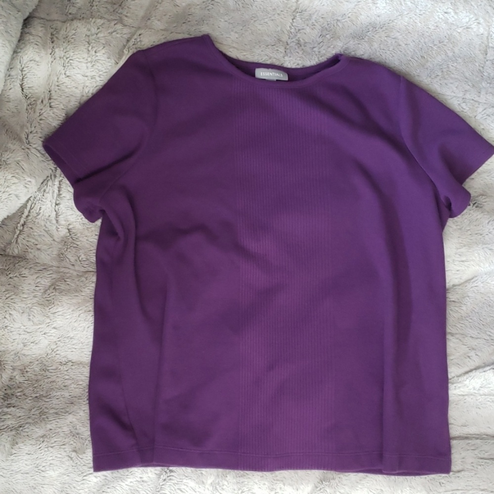 Essentials purple ribbed shirt.